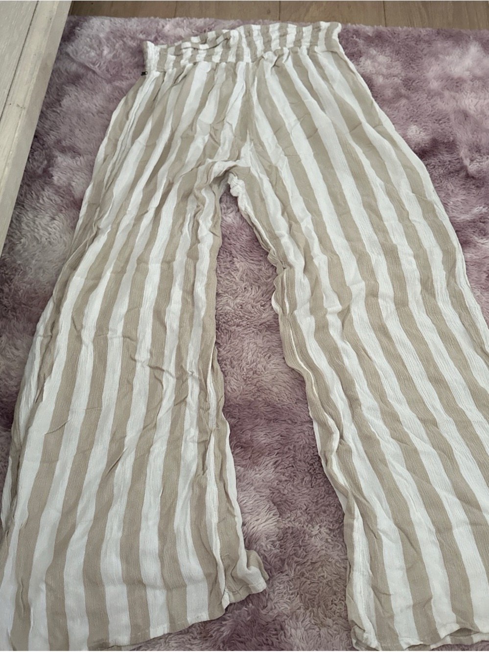 O'Neill Beige & White Striped Wide-Leg Pants